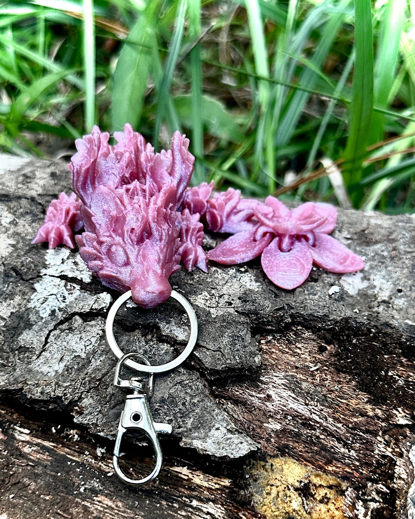 Articulating Cherry Blossom Dragon Tadling Keychain