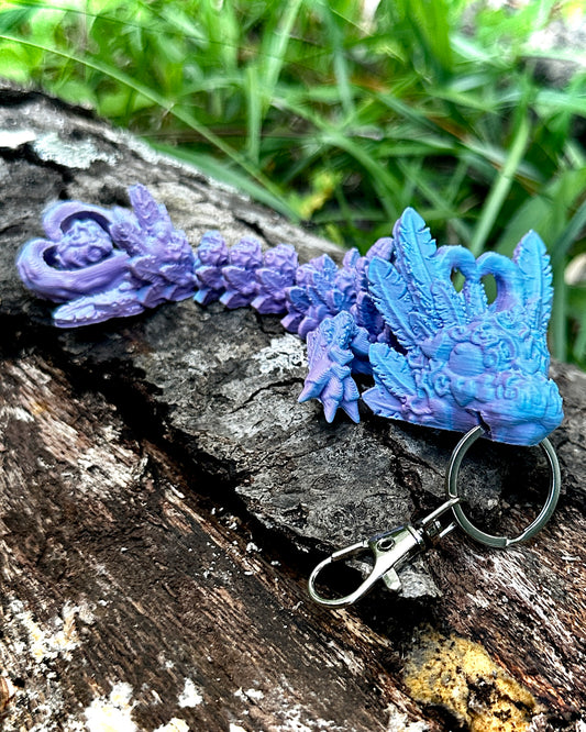 Articulating Light Heart Dragon Tadling Keychain