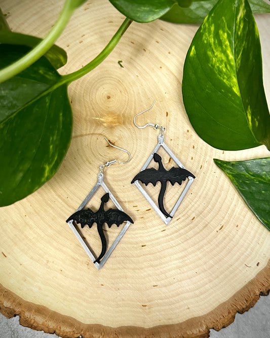 Flying Dragon Silhouette Earrings